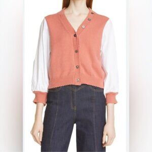 Cinq à Sept Francesca Salmon Mixed Media Cardigan Size S